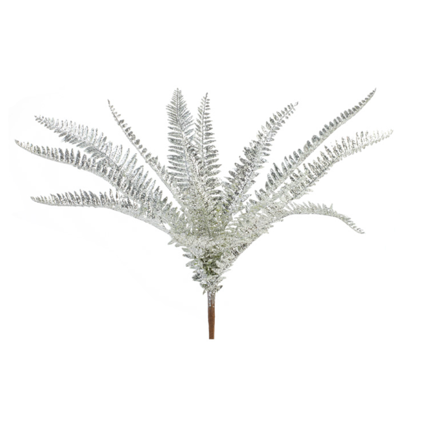 20.5" Silver Sparkling Fern Bush
