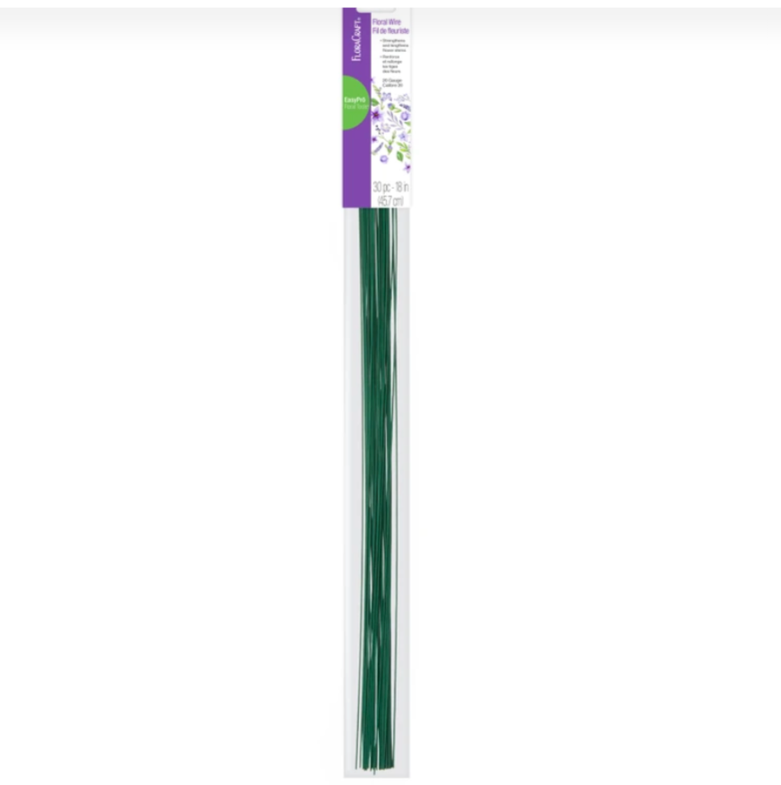 18" Stem Wire Green 20 Gauge (Pack of 30)