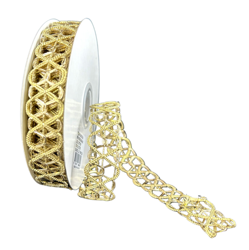 7/8"X10Y Gold Squiggly Open Weave