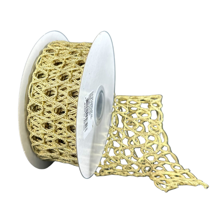 1.5"X10Y Gold Squiggly Open Weave