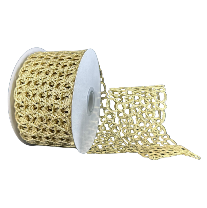 2.5"X10Y Gold Squiggly Open Weave