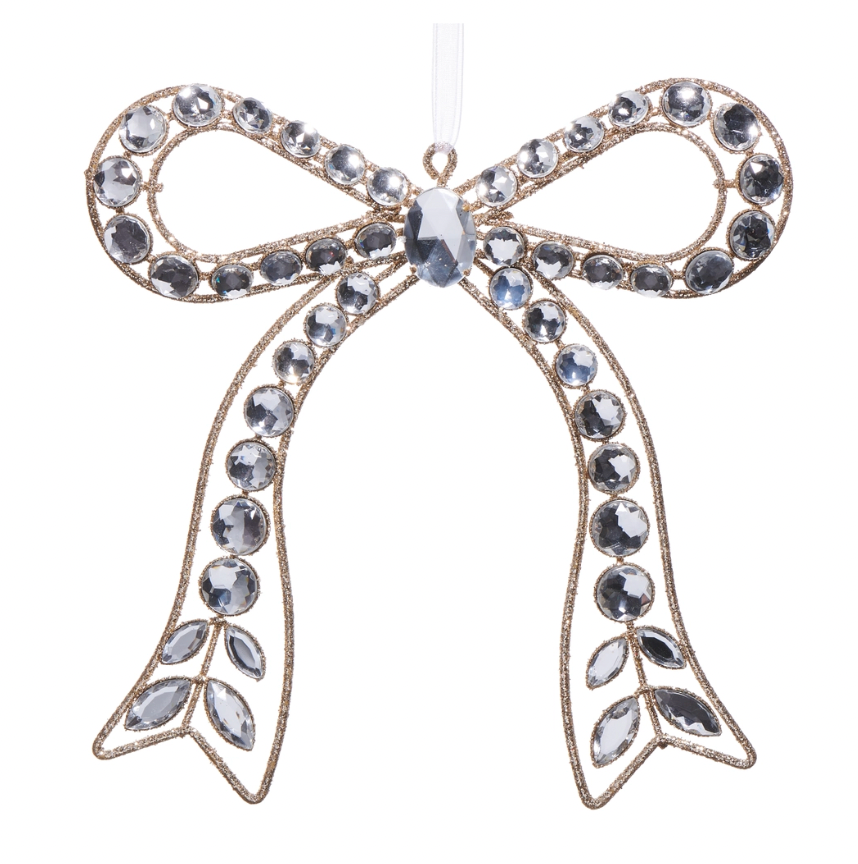7.25" Clear Jeweled Bow Ornament