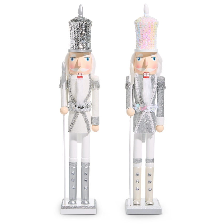 18.5" White And Silver Nutcracker (Assorted, Purchase is for ONE)