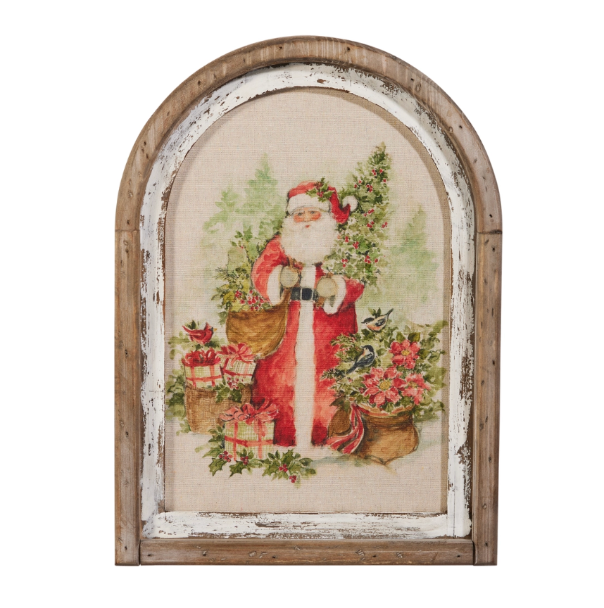 16.5" Watercolor Holiday Santa Framed Wall Art