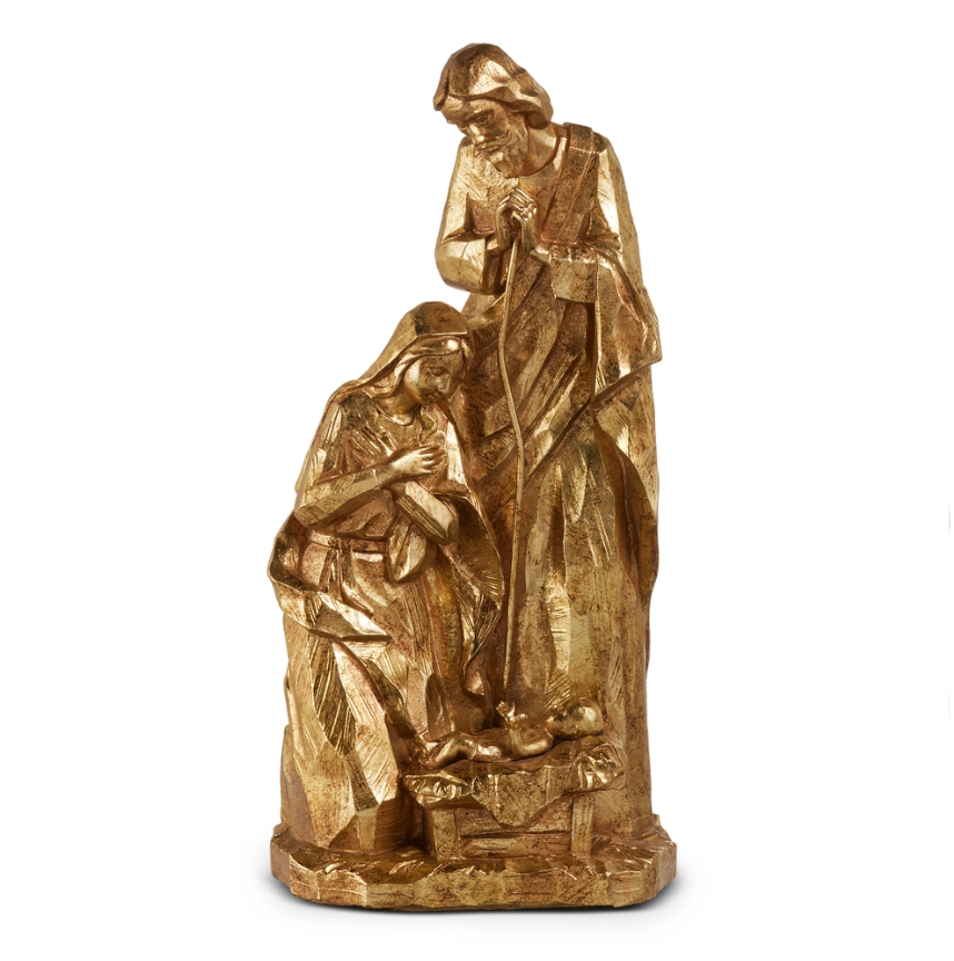 16" Gold Carved Holy Family