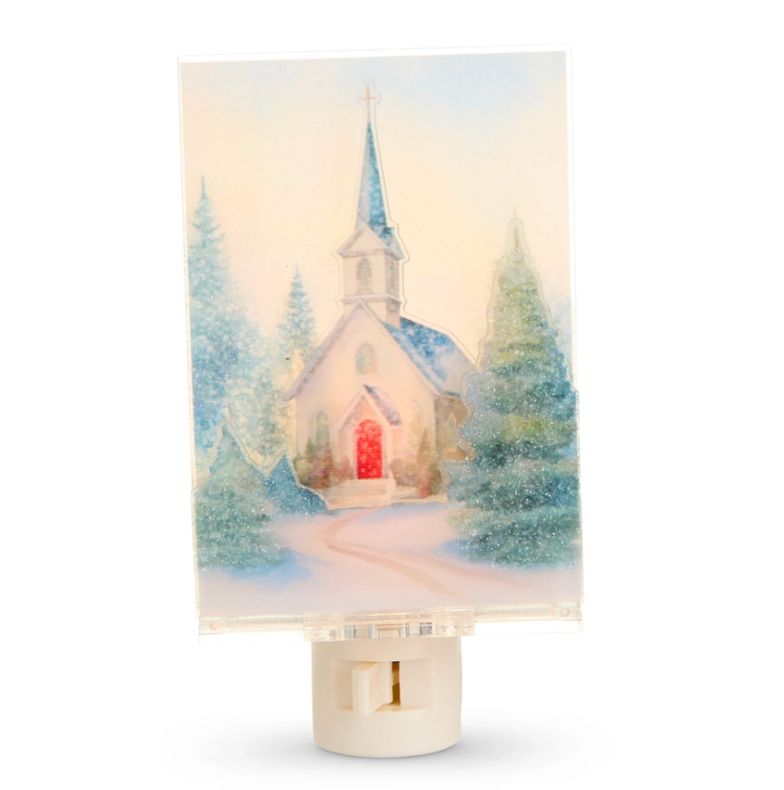 6" Chapel In The Pines Layered Night Light