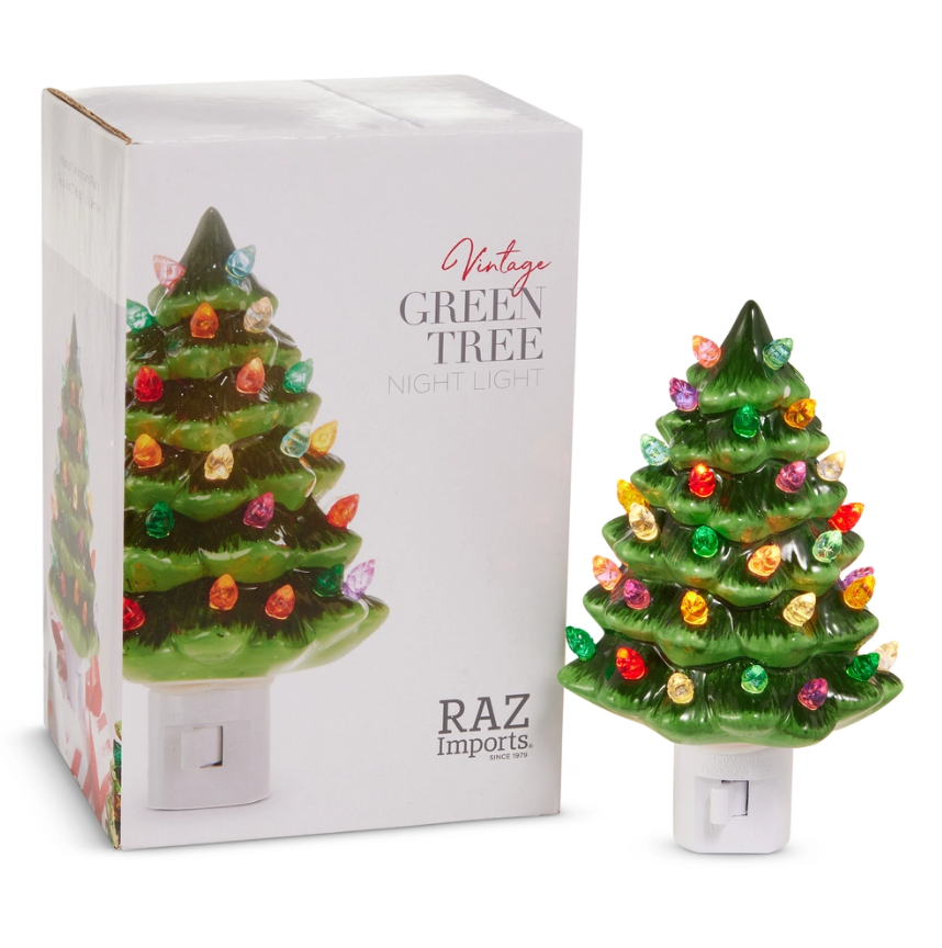 6" Boxed Vintage Green Tree Night Light