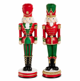 10" Red And Green Nutcracker Candlesticks