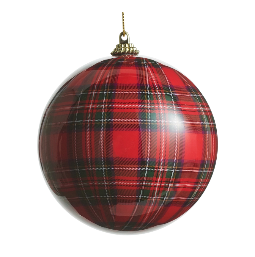 4" Red Plaid Ball Ornament