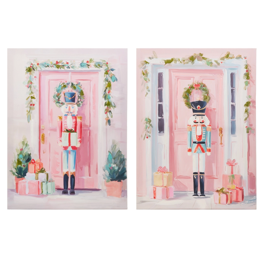 21.75" Pink Door And Nutcracker Wall Art (Assorted, Purchase is for ONE)