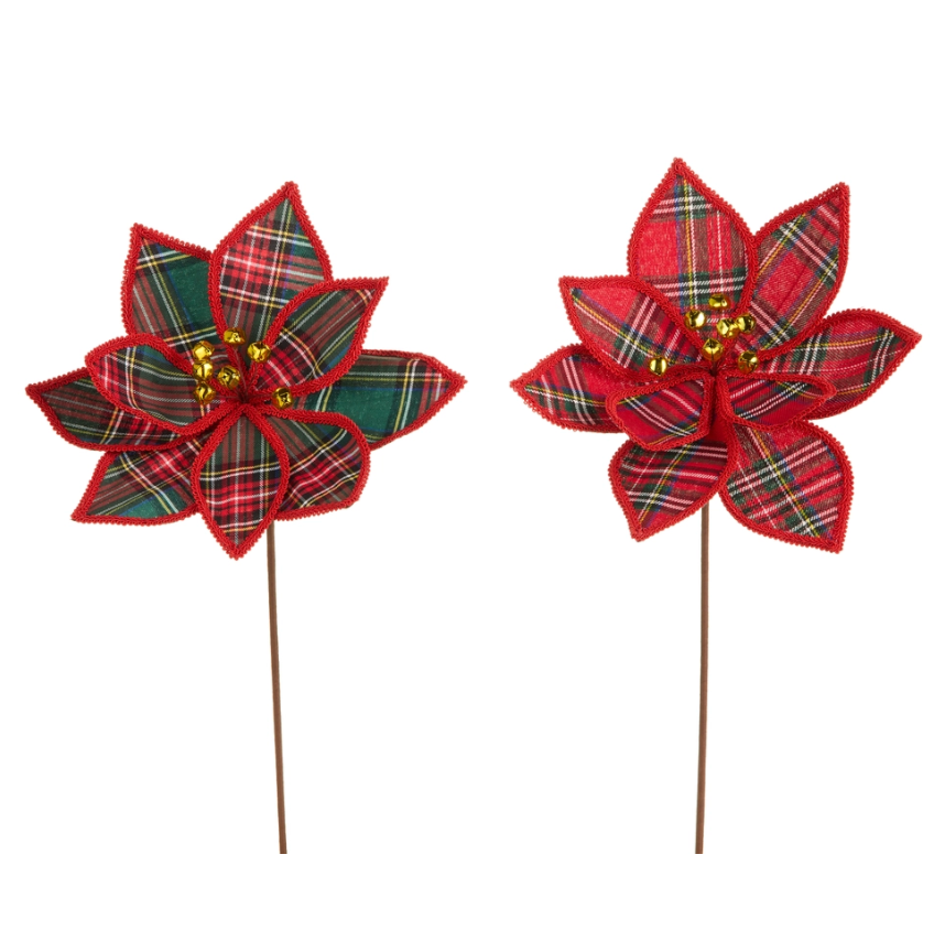 21" Plaid Poinsettia (Assorted, Purchase is for ONE)