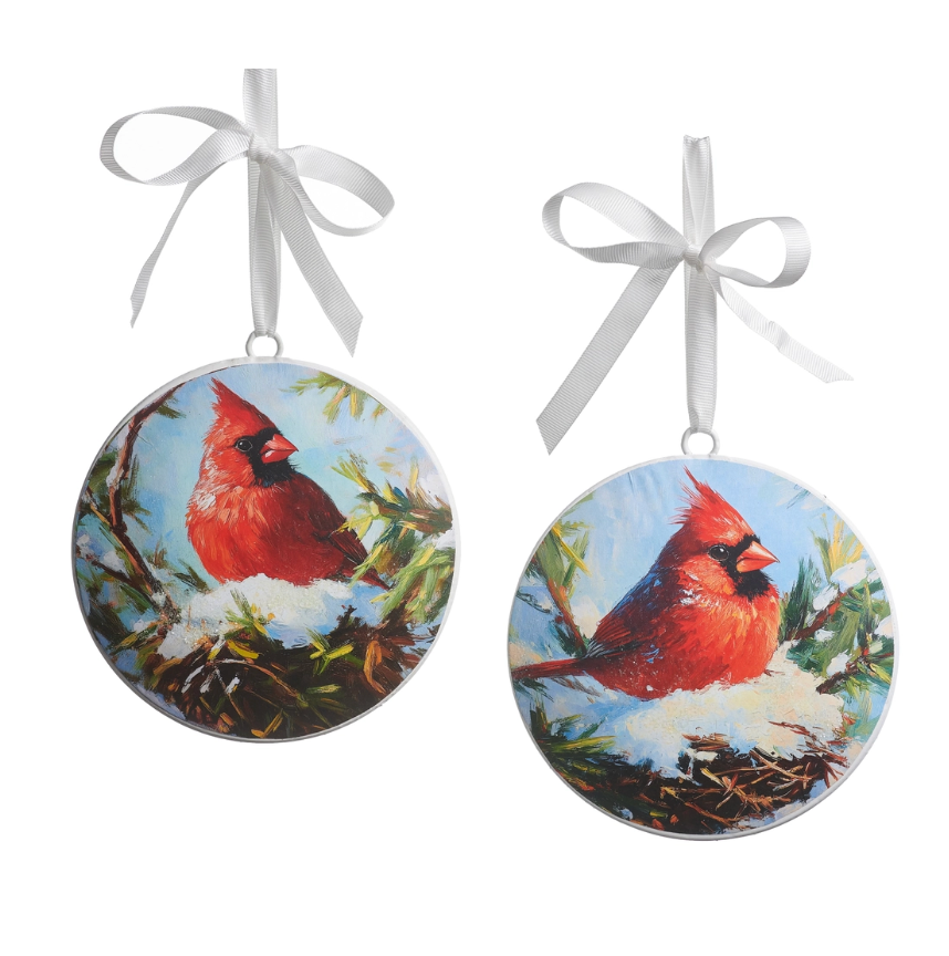 5" A Nested Memory Cardinal Disc Ornament (Assorted, Purchase is for ONE)
