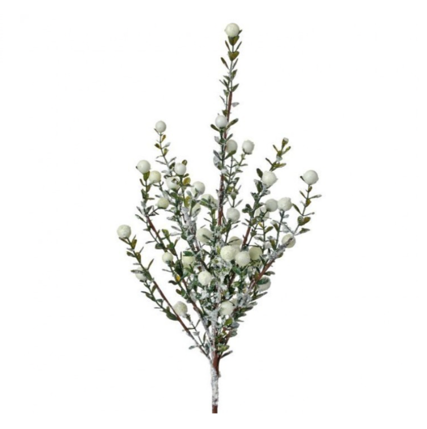 21" Frosted White Berry Privet Spray