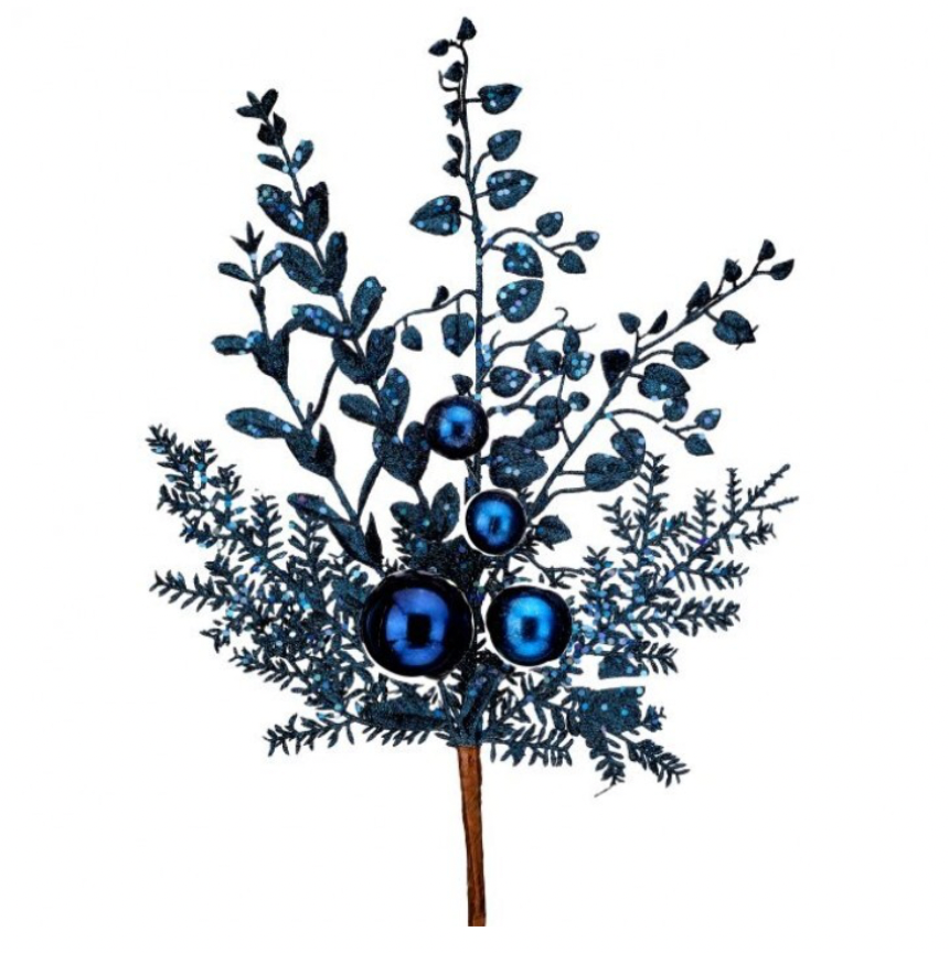 18" Glitter Ball Berry Spray (Midnight Blue)