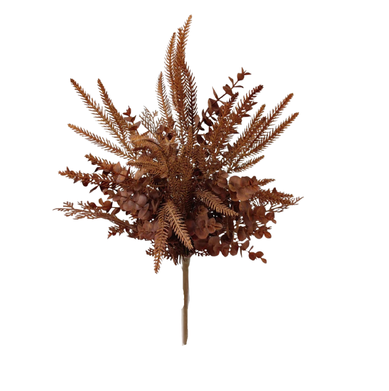 22" Mixed Leaf & Berry Bush (Brown)