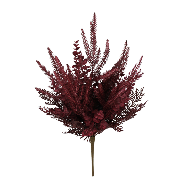 22" Mixed Leaf & Berry Bush (Burgundy)