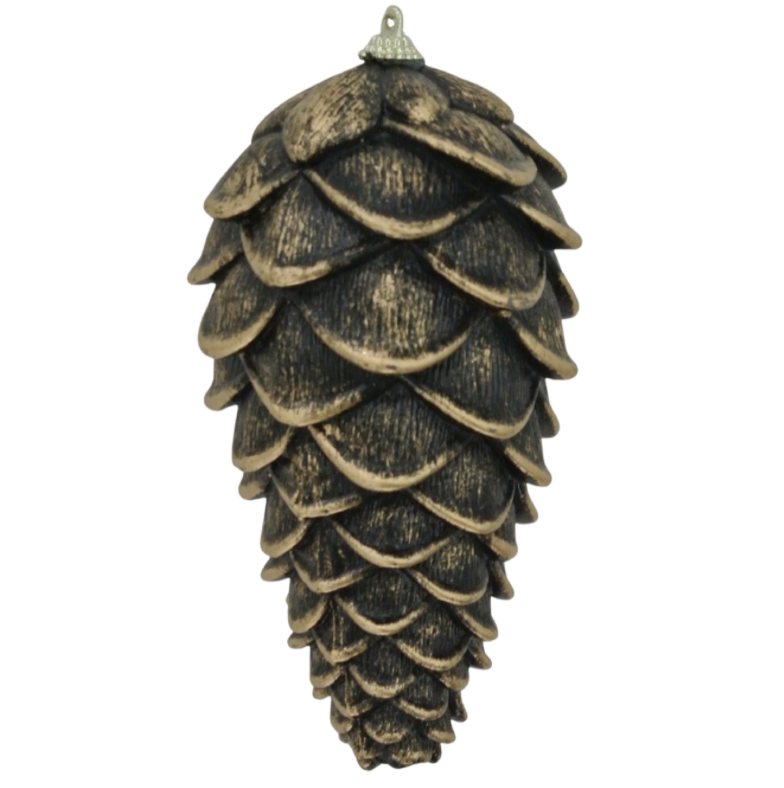 7" Hanging Pine Cone (Black/Gold)