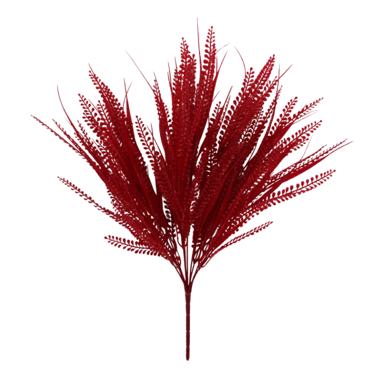 20" Plastic Button Fern Beaded Grass (Red)