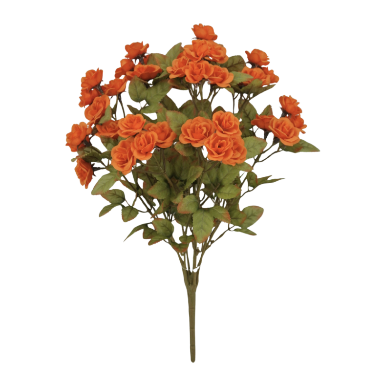 15.5" Mini Rose Bush X9 (Orange)