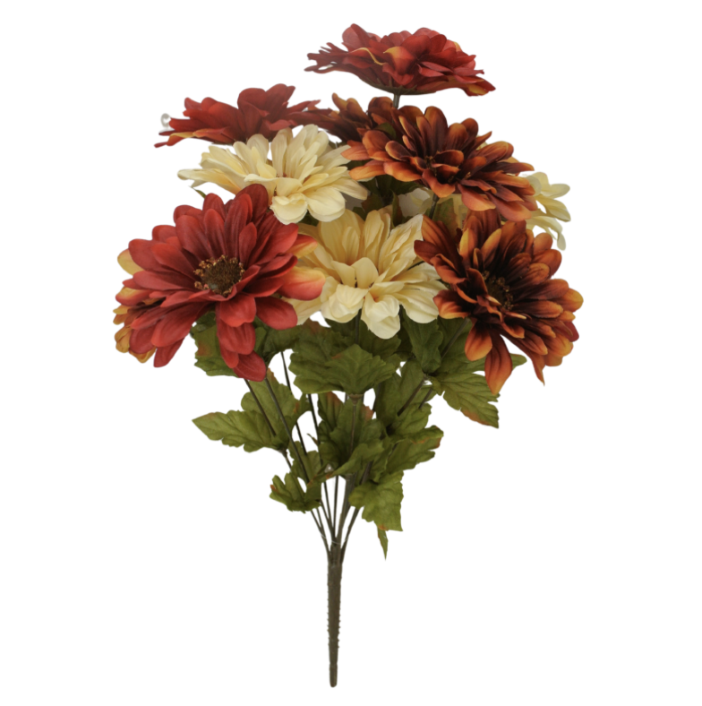 19" Satin Gerbera Daisy (Red/Burgundy/Rust)