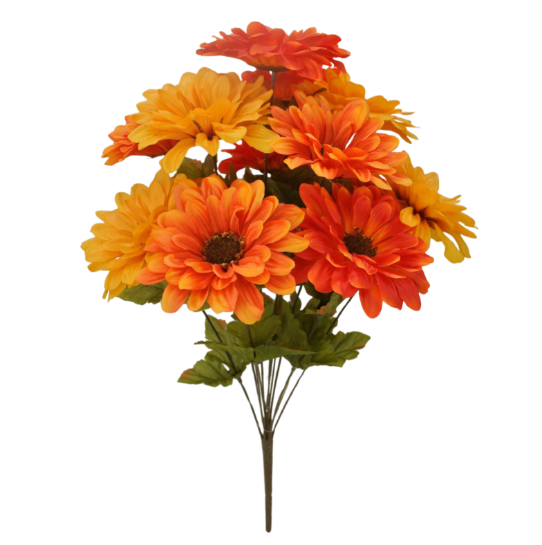 19" Satin Gerbera Daisy (Orange/Yellow)