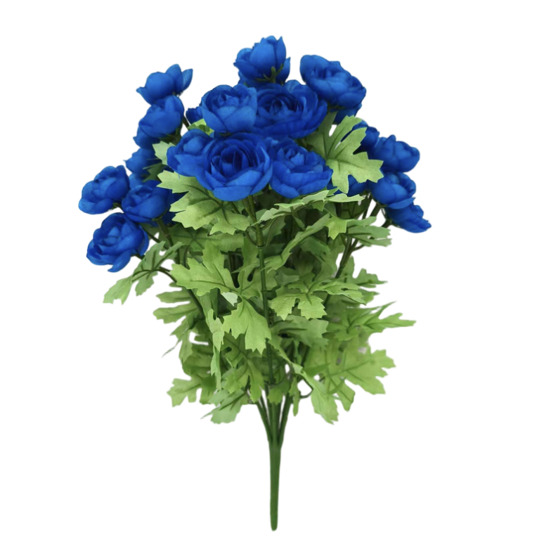 16" Mini Ranunculus Bush (Royal Blue)