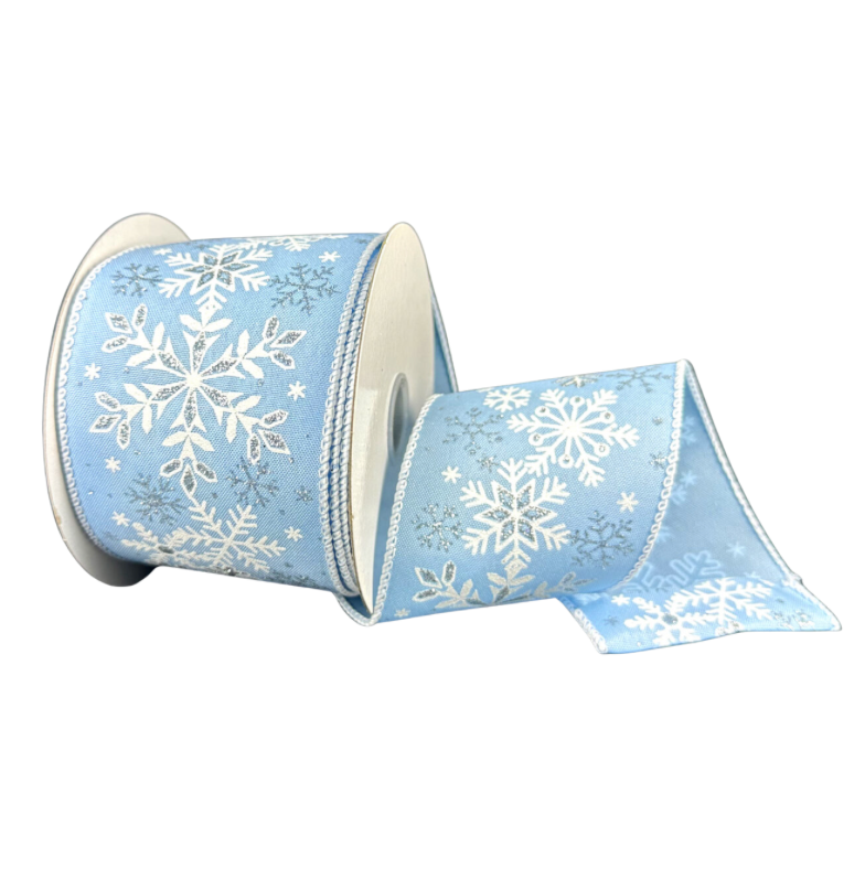 2.5"X10Y Light Blue/White/Silver Dancing Snowflakes