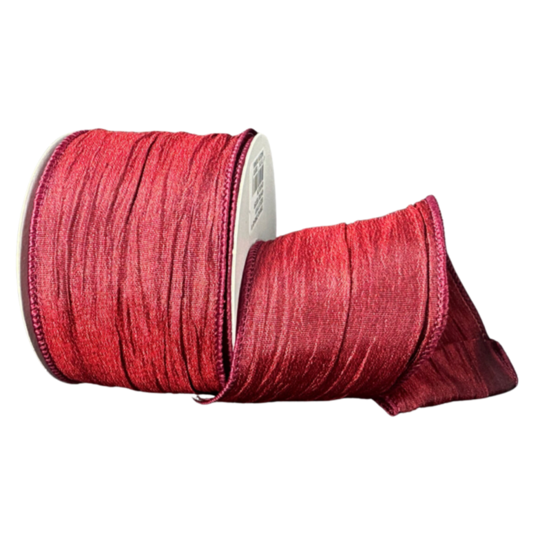2.5"X10Y Wrinkled Metallic Satin (Burgundy)