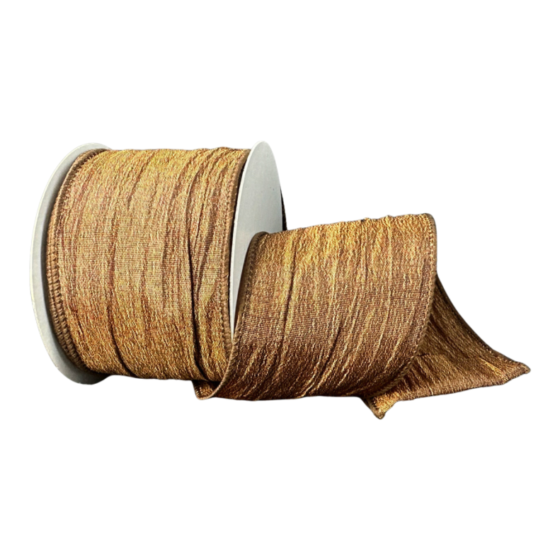 2.5"X10Y Wrinkled Metallic Satin (Brown)