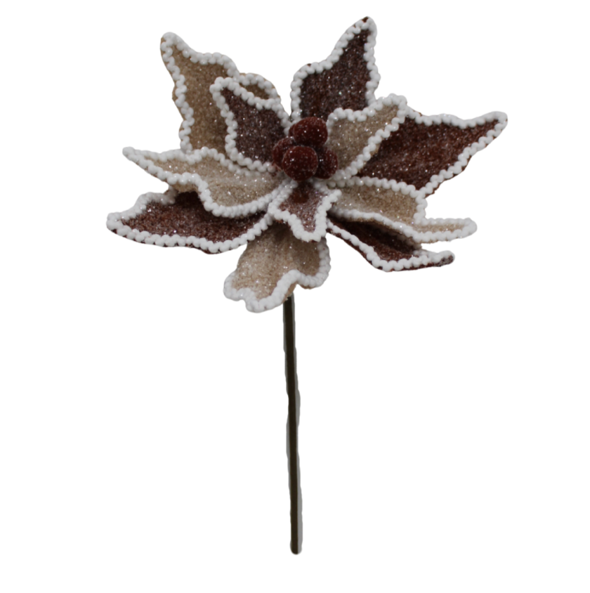 24" Jute Chenille Poinsettia (Two-Tone Brown)