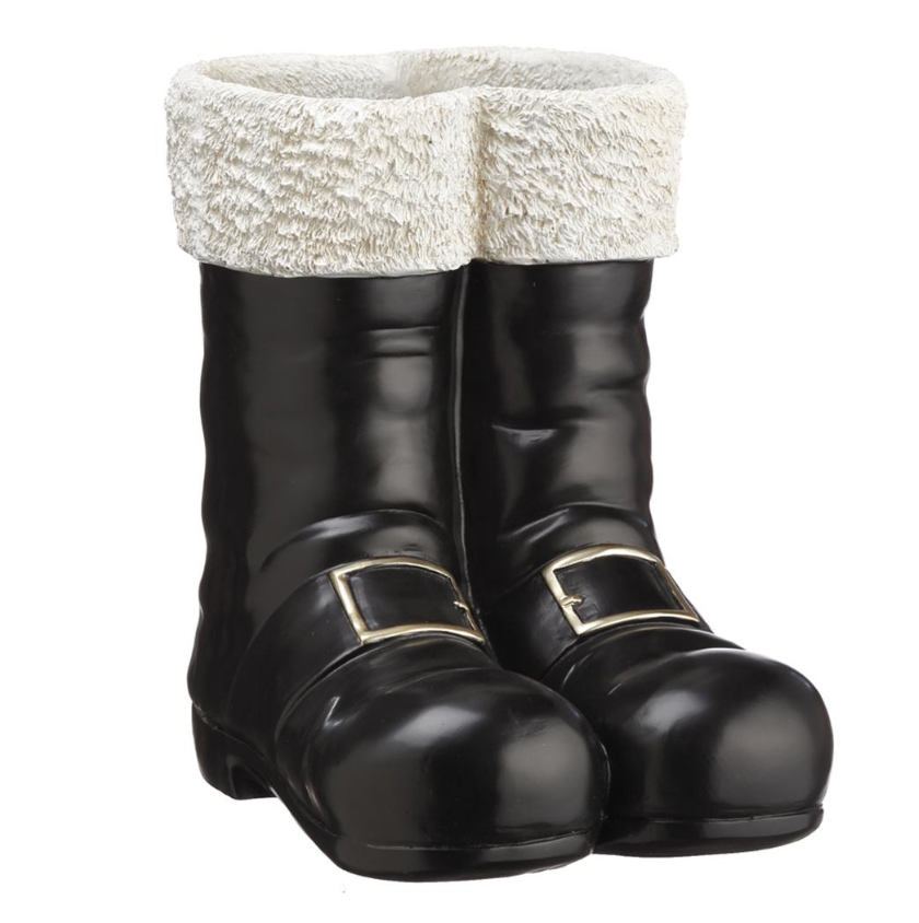 10.25" Santa's Boots Container (Black)