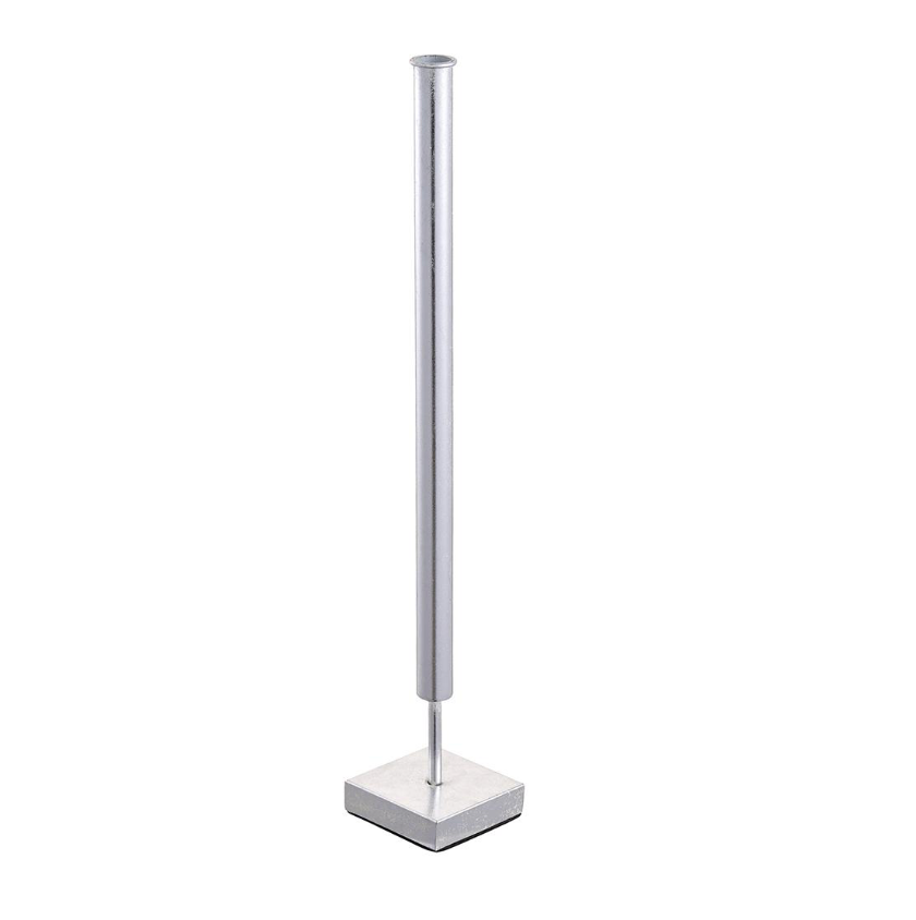 23.5" Metal Tube Candle Holder W/Plate (Antique Silver)