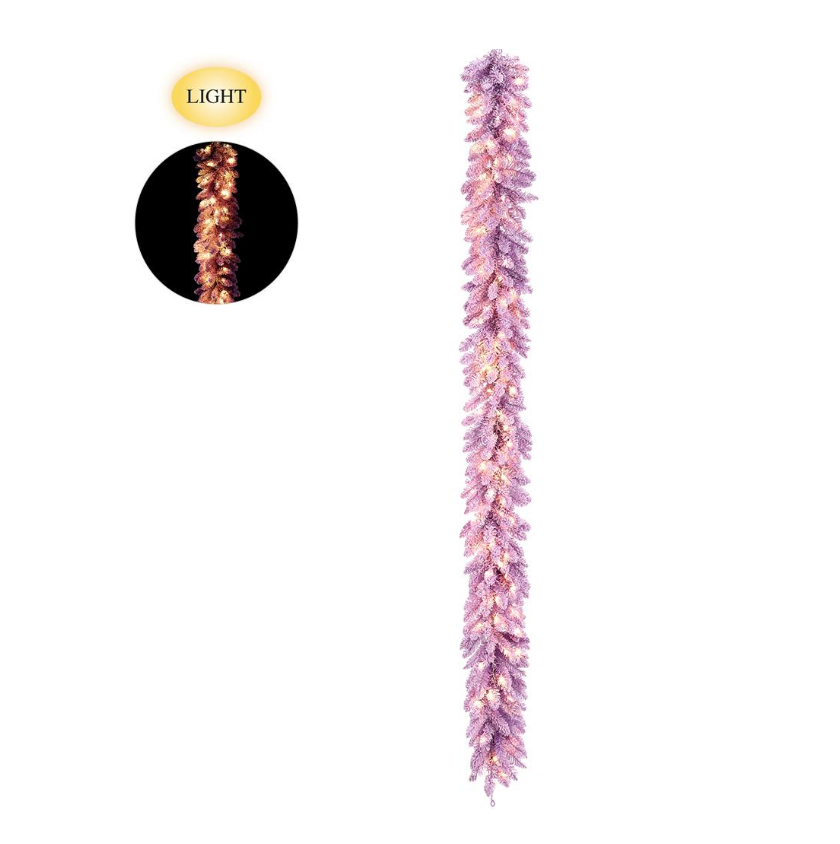 9'12" Flocked Pine Garland X265 700Ld (Lavender)