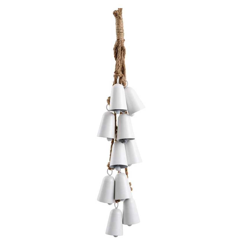 20.5" Metal Bell Doorknob Hanger (White)