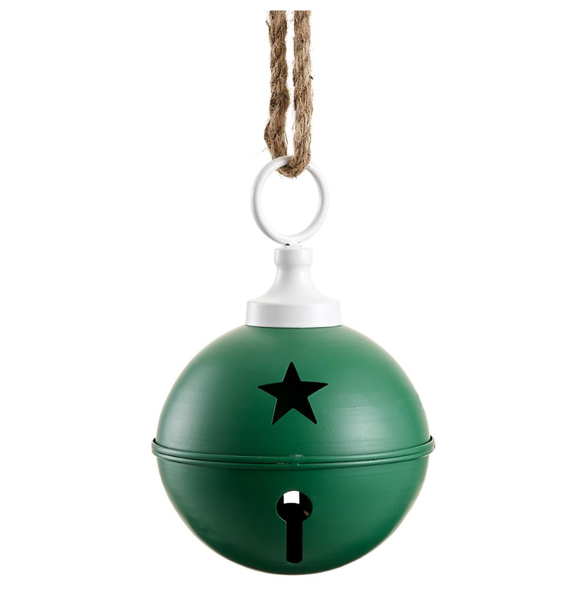 6.5" Metal Jingle Bell Ornament (Green)