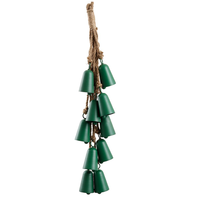 20.5" Metal Bell Doorknob Hanger (Green)