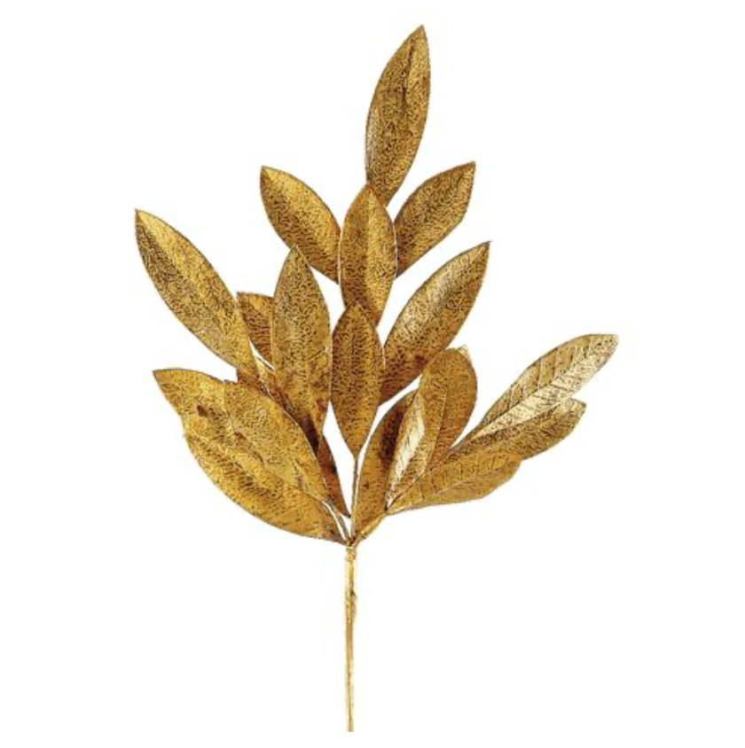 17" Bay Leaf Spray (Antique Brown Gold)