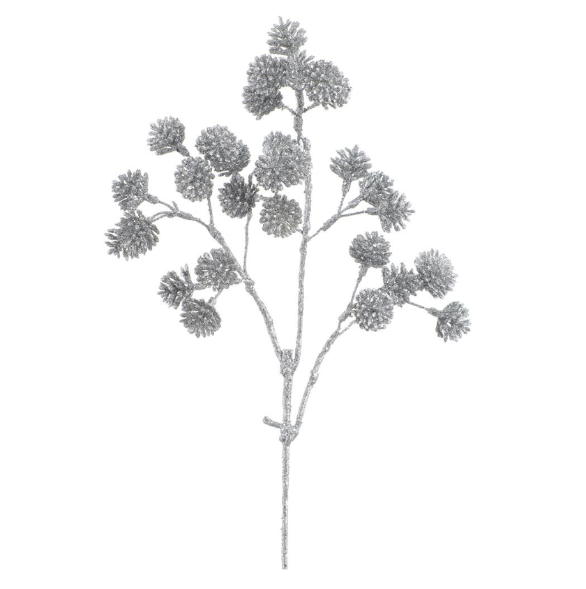 17" Glittered Thistle Spray (Silver)