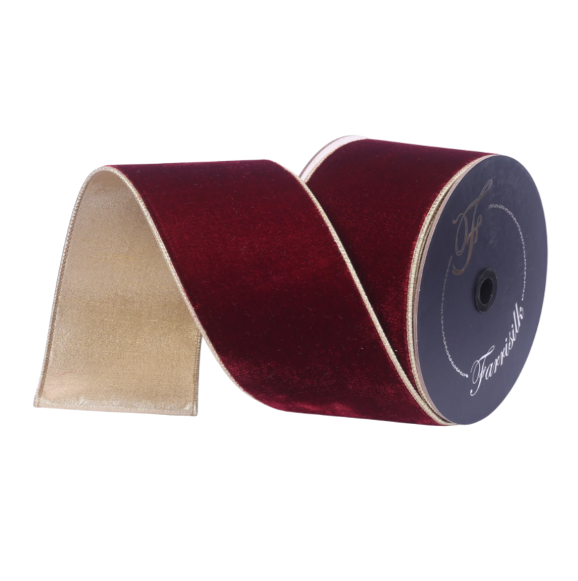 4"X10YD Flashy Velvet (Burgundy) Farrisilk