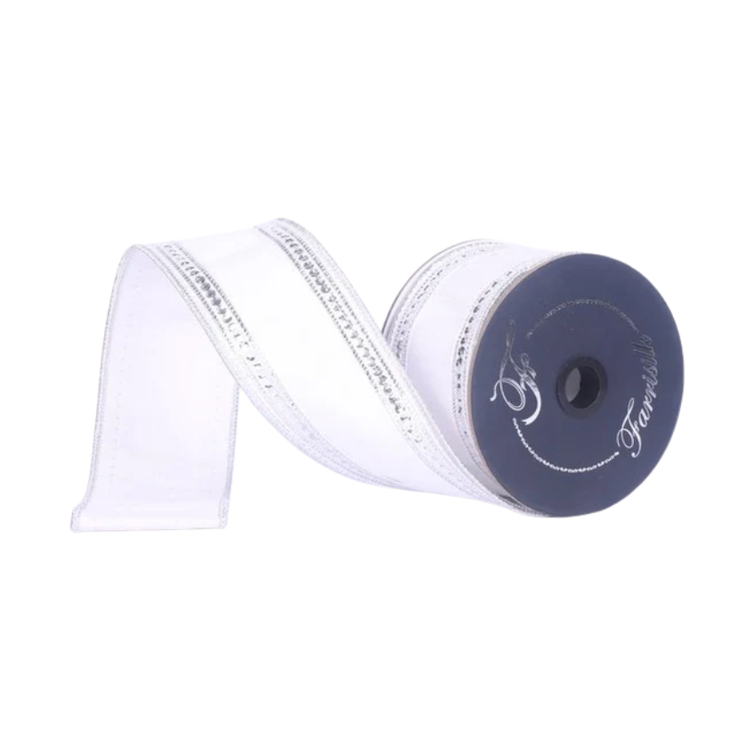 2.5"X10YD Twinkle Borders (White & Silver) Farrisilk