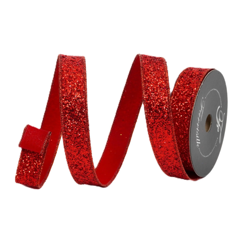 1"X10YD Glitter Magic (Red) Farrisilk