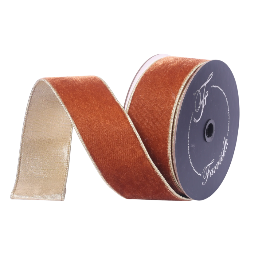 2.5"X10YD Flashy Velvet (Pecan) Farrisilk