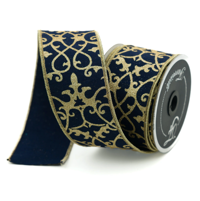 2.5"X10YD Cassia Acanthus (Navy) Farrisilk