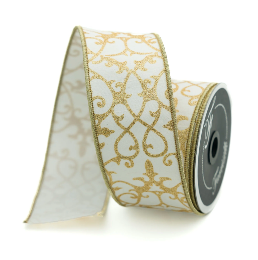 2.5"X10YD Cassia Acanthus (Ivory) Farrisilk