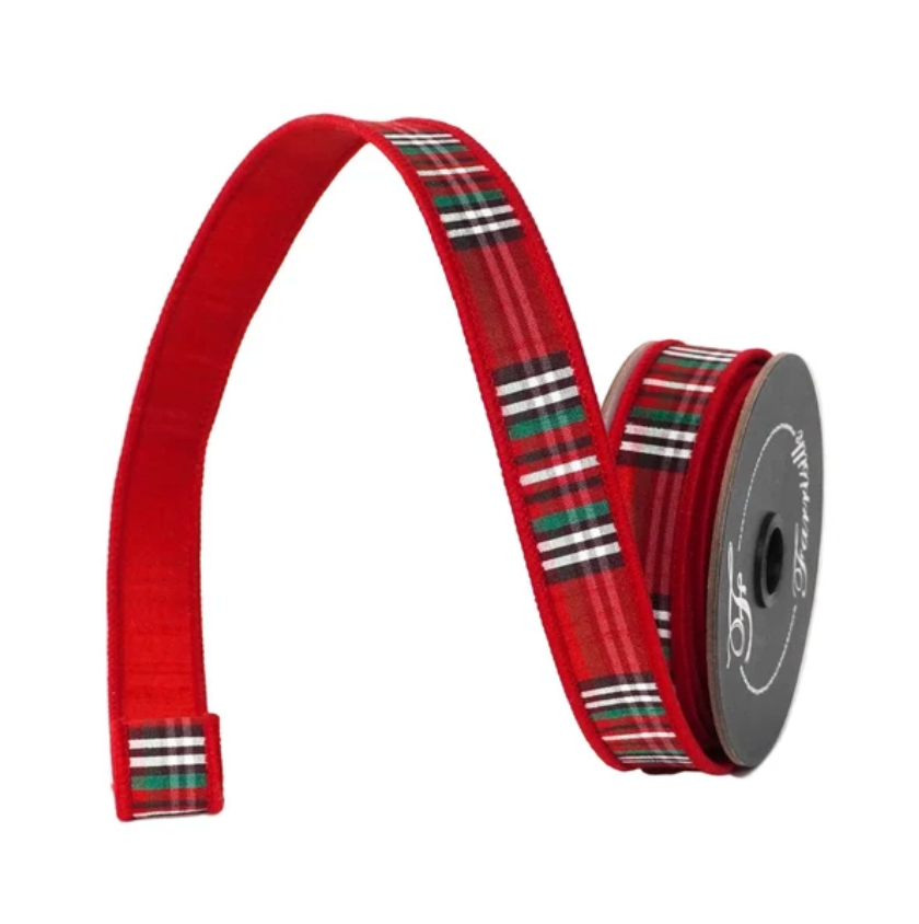 1"X10YD Christmas Plaid (Red/Black/Emerald) Farrisilk