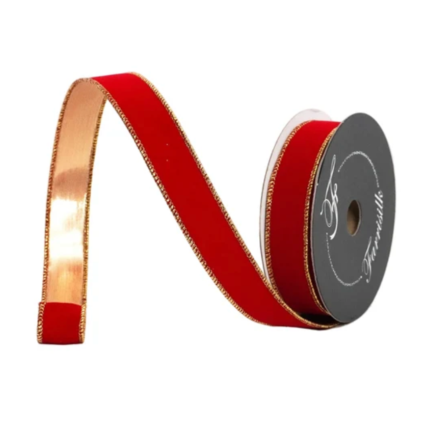 1"X10YD Suede Velvet (Red) Farrisilk