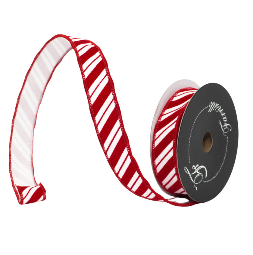1"X10YD Candy Cane Stripes (Red/White) Farrisilk