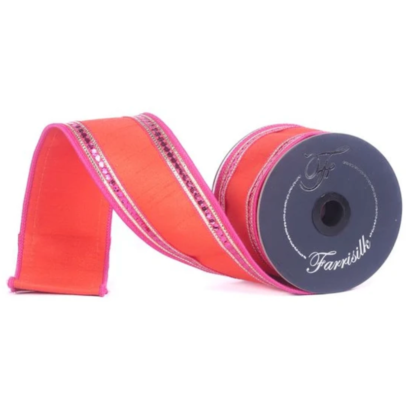 2.5"X10YD Twinkle Borders (Orange/Hot Pink) Farrisilk