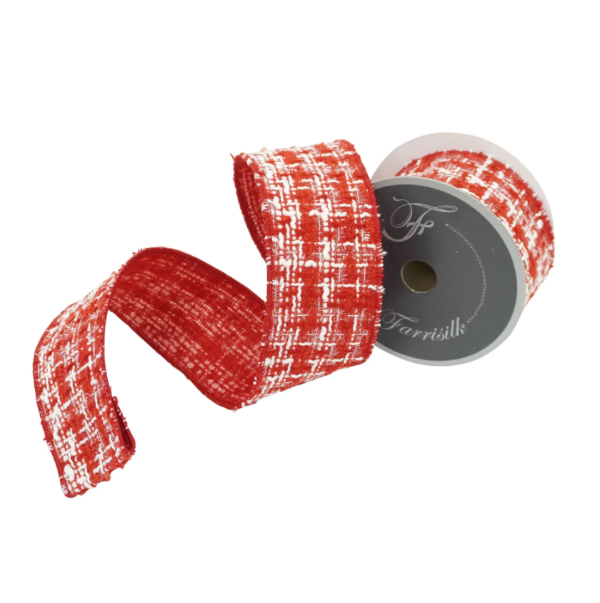 2.5"X10YD Santa Tweed (Red/White) Farrisilk
