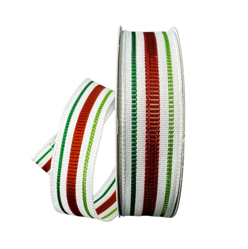 7/8"X10Y Stripe (White/Red/Emerald/Lime)